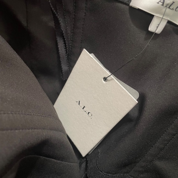 ALC Strapless Apron Front Black Tailored Belted Widish Leg Jumpsuit - Picture 8 of 16